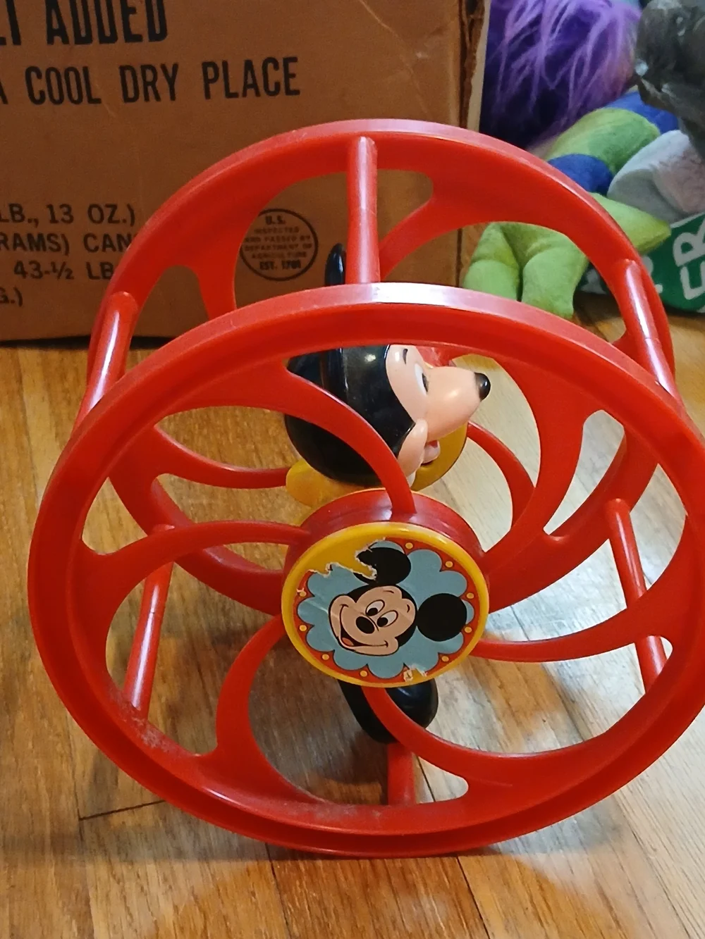 Disney Vintage Mickey Mouse Rolling Wheel Toy Walt Disney Productions by Illco